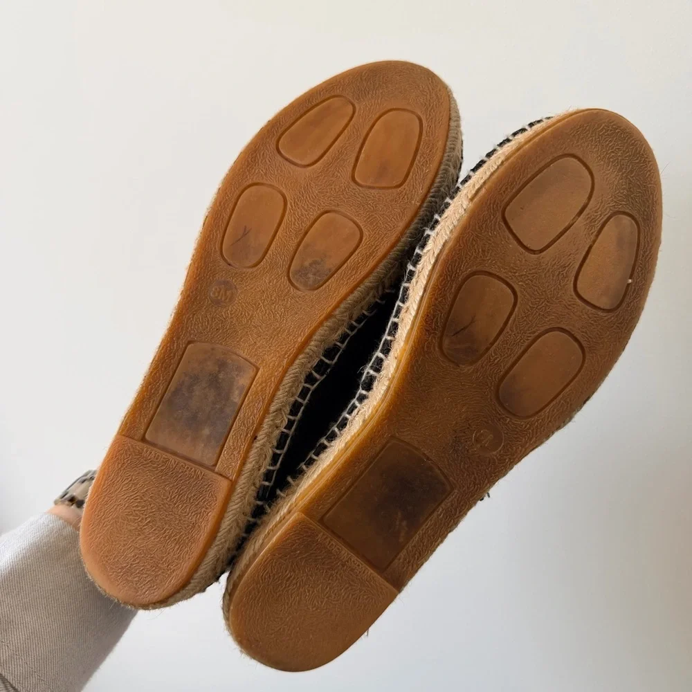 Vince Black Textured Espadrille Slip-Ons